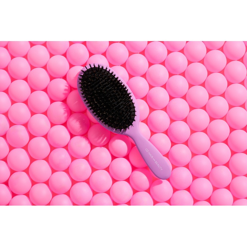 Oz Essentials Boar Bristle Oval Detangler Brush - Purple