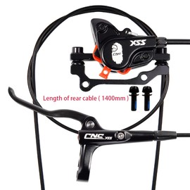 CNC MTB Hydraulic Disc Brake Set，Mountain Bike Hydraulic Disc Brakes Right Front 800mm Left Rear 1450mm Hydraulic Brake，Black