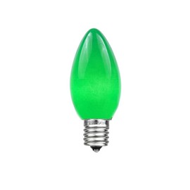 Novelty Lights 25 Pack C7 Outdoor String Light Ceramic Christmas Replacement Bulbs, Green, C7/E12 Candelabra Base, 5 Watt