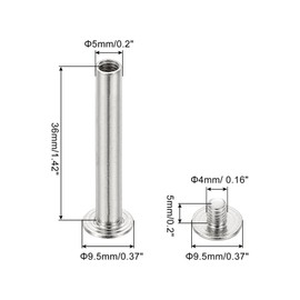 PATIKIL Chicago Screws, 50 Sets M5x36mm Carbon Steel Copper Plating Chicago Screw Phillips Binding Post Screw Rivets for Leather Belt Scrapbook Photo Albums, Silver Tone