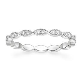 TIGRADE Eternity Ring Oval Milgrain Cubic Zirconia Anniversary Stacking Ring CZ Wedding Band for Women Size 3-13, Silver, Size 13