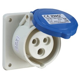 PRO ELEC PELB0124 16A, 230V, Panel Mount CEE Socket, 2P+E, Blue, IP44