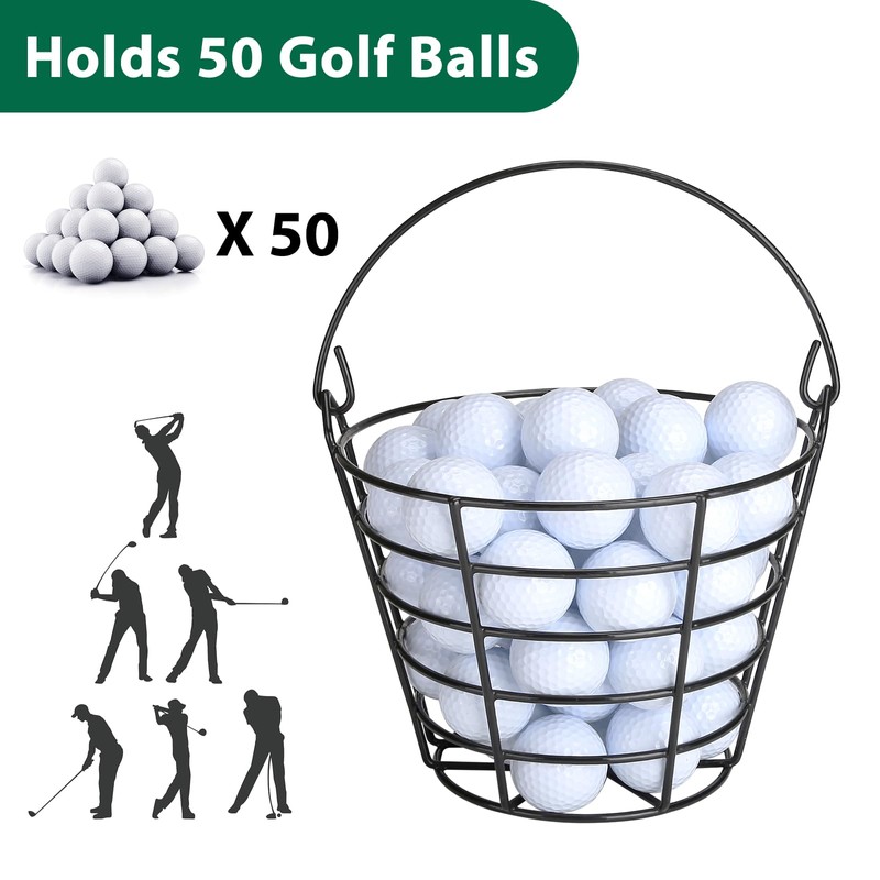 10L0L Metal Golf Ball Basket with Handle, Heavy Duty Golf