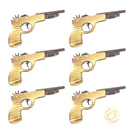 Rimikuru Wooden Rubber Gun Set, Can Be Fired, With Rubber Bands, For Kids, Festivals, Festivals, Festivals, Festivals, Festivals, Targets, Wood, Rubber Guns (Set of 6)