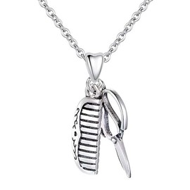 LSDesigns Hairdresser Scissors & Comb Necklace Pendant & Chain 925 Sterling Silver Birthday Gift for Women Girls Her Family Mum Nan Nana Sister Daughter Wife Christmas