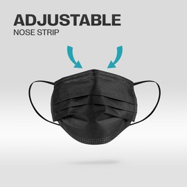 SURESAFE Premium Black Mask - Disposable Face Mask Pack 200 pcs, 3 Ply face mask with ear loop, Women and Men Face Mask, High Filtration