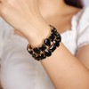 Xerling Black Crystal Stretch Bracelets Wide Double Layered Bangle Stretch