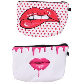FRCOLOR 2pcs Digital Printing Cosmetic Bag Stylish Makeup Organizer for Travel and Toiletries Compact and Portable for Daily Use for Women and Girls