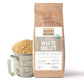 100% Organic White Millet by Grand Teton Ancient Grains | Shelled, Gluten-Free, Hulled Grain for Salads, Pilafs, & Soups | Whole Grain Ready for Milling, (2.5 Pounds)