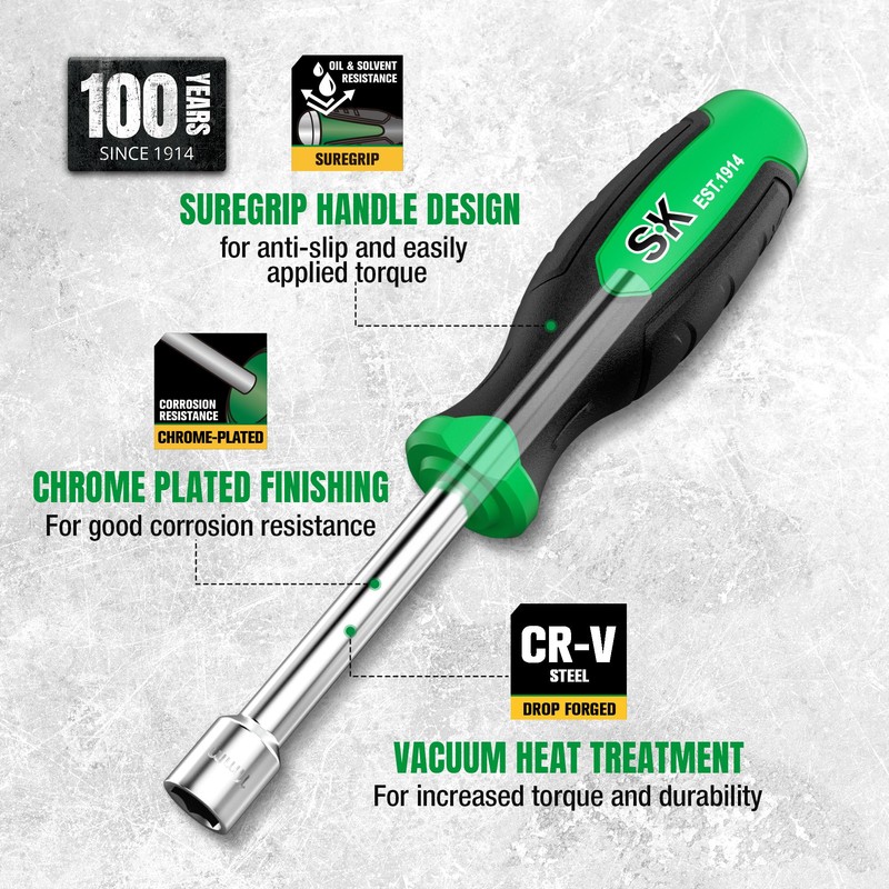 SK 7-Piece Metric Nut Driver Set, 5, 6, 7, 8,