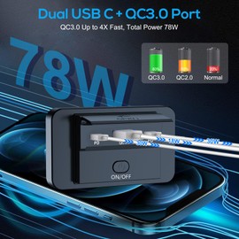 Linkstyle RV USB Outlet, QC3.0 USB A & Dual USB C Ports Charging Socket Panel with ON/Off Button for 12V/24V Car Marine Boat
