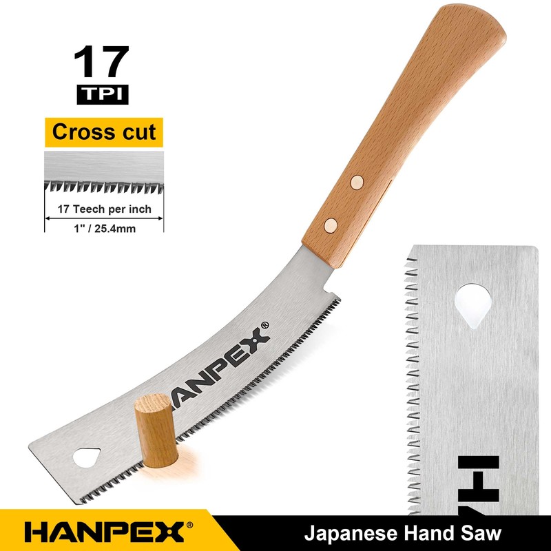 Hanpex 6-Inch Japanese Hand Saw, SK5 Pull Saw, Flexible Blade