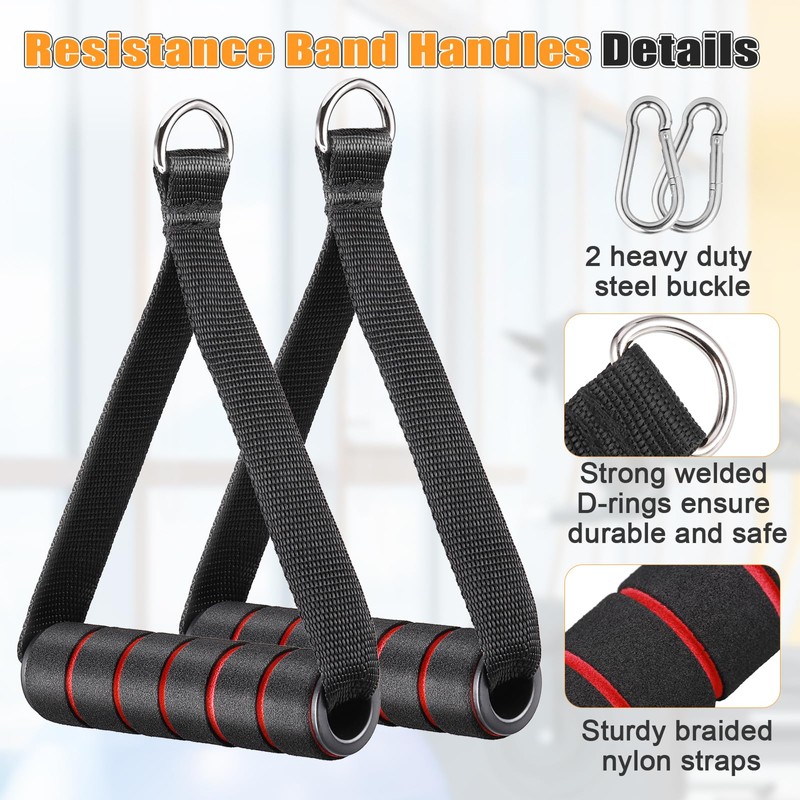 2Pcs Resistance Band Handles, Ergonomic Pull Up Handles Cable Machine