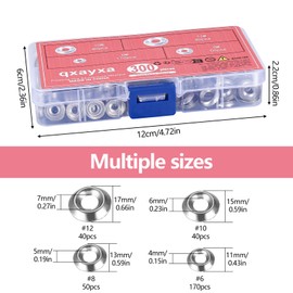 qxayxa 300 Pcs Finish Washers,Finishing Washers, Countersunk Washers, 6#8#10#12 Stainless Steel Cup Countersunk Finish Washers Set, Finishing Cup Countersunk Washer Assortment Kit
