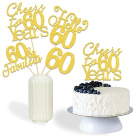 12Pcs 60th Birthday Centerpiece Sticks 60th Birthday Centerpieces for Tables 60th Birthday Table Decorations 60th Birthday Party Decorations Supplies Gold