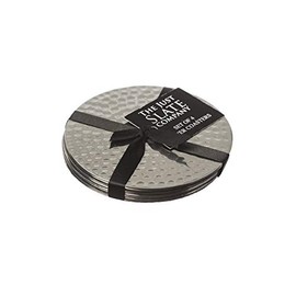 The Just Slate Company JS/SS/FH/C4/B Stainless Steel Flat Hammered Coasters, Set of 4, Silver