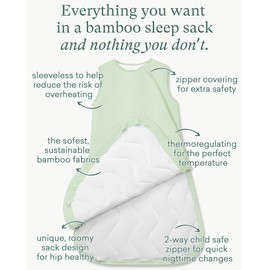 PurComfy Supersoft Sleep Sack 1.0 TOG, Premium Bamboo Viscose Baby Sleeping Bag, 2-Way Safe Zipper Sleep Sacks 3-6 Months