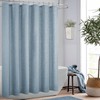 KOUFALL Stone Blue Waterproof Linen Fabric Shower Curtain for Bathroom