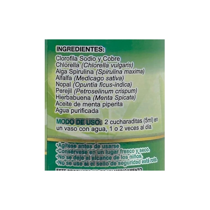 Clorofila Liquida Alga Spirulina 500 Supra
