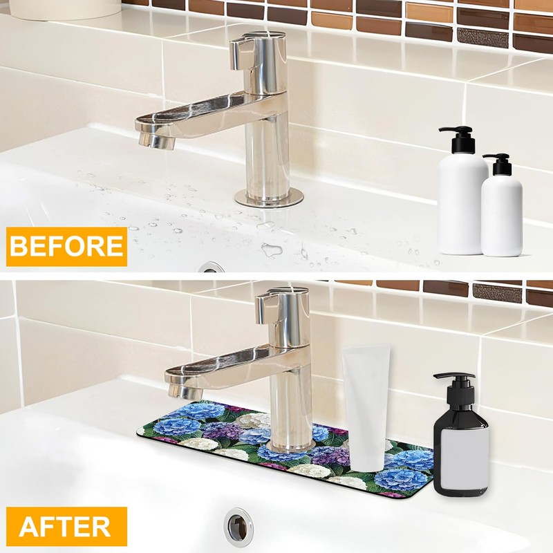 2 Pack Faucet Mat for Kitchen Sink Splash Guard Bathroom
