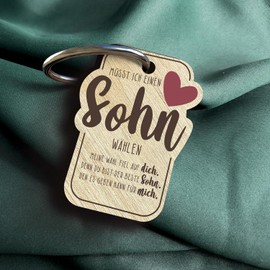Sohn Schlüsselanhänger handgemacht aus Holz, Glücksbringer, Geschenke für Sohn, Teenager Jungen Geschenk, Coole Sachen für Teenager Jungen, bester Sohn der Welt