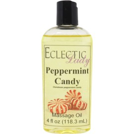 Peppermint Candy Massage Oil, 4 oz, With Sweet Almond Oil and Jojoba Oil, Preservative Free, Perfect for Aromatherapy and Relaxation