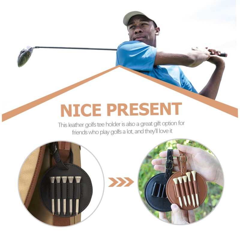 Sosoport 2pcs Tee Holder for Golfing Men's Leather Tee Carrier