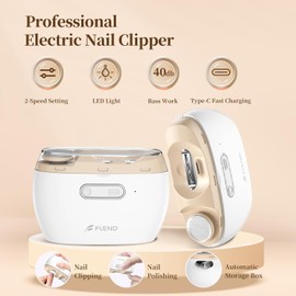 Electric Nail Clipper, Nail Trimmer Nail Polisher 2 in-1, Automatic Nail Clipper 2 Speed Fingernail Clippers Nail File with Light, Women Manicure Set Nail Clippers for Baby Kids Seniors Weak Hands