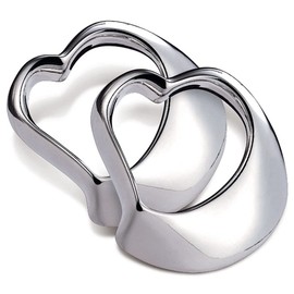 SILBERKANNE Exclusive Napkin Rings Heart 6 x 4 cm Set of 2 Can Be Used on Many Sides Premium Silver Plated Elegant Silver-Plated Ready to Give as a Gift with Stylish Gift Packaging