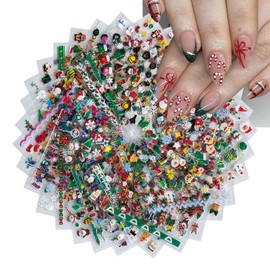 30Sheets Christmas Nail Stickers for Nail Art Winter Snowflakes Snowman Santa Claus Hat Canes Candy Design Xmas Tree Elk Nail Decals Self Adhesive Christmas Nail Supplies for Women Girls Manicure DIY