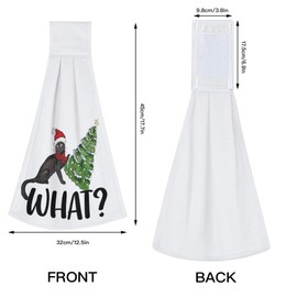 longlugoo Christmas Cat with Tree Hanging Kitchen Dish Towel 2 Pack Hand Towels Soft Coral Velvet Decorative Hand Towels with Loop for Bathroom Tie Towel Absorbent Dish Towels
