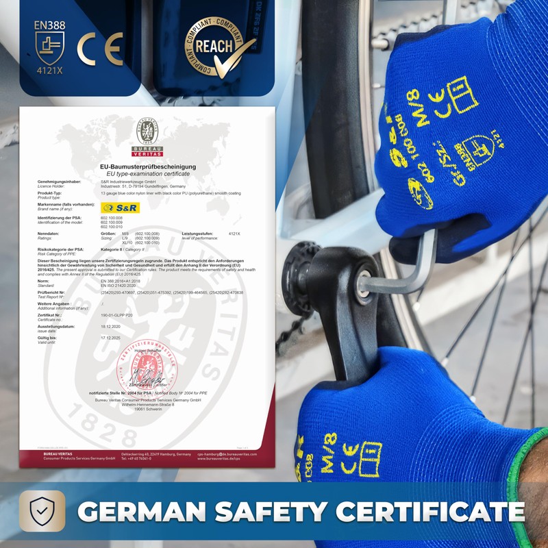 S&R Work Gloves – 12 Pairs, Nylon with PU Coating,
