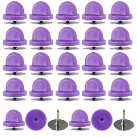 Hocansen 200 Pcs/100 Set Rubber Pin Backs 10mm Pin Safety Keeper with Metal Blank Pins,Pin Cap for Lapel Pins Brooches Ties Hats Badges Replacement (Purple)