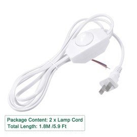 MECCANIXITY Lamp Cord with Dimmer Switch Power Wire 1.8M White Replacement Lamp Repair Part 2Pcs