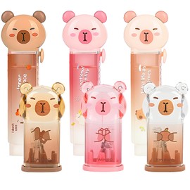 6Pcs Capybara Cute Stationery Set,Kawaii School Supplies,Including 3 Pencil Sharpeners and 3 Retractable Erasers, for Kawaii Office School Home Supplies (Capybara)