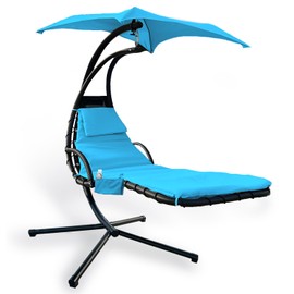 Outdoor Hanging Lounge Chair Replacement Cushion Cover and Umbrella Fabric, Made for Patio Curved Chaise Hammock Floating Swing Chair Pads, Waterproof Soft Fabric (Cushion Not Included),Blue