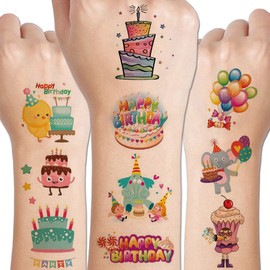 CHARLENT Happy Birthday Tattoos for Kids - 14 Sheets Happy Birthday Temporary Tattoos for Boys Girls Birthday Party Favors Goodie Bag Fillers
