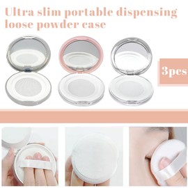 3 Pieces Empty Powder Box, Powder Case with Powder Puff, 3G Empty Refillable Loose Powder Box, Portable Makeup Setting Powder Blush Case for Daily Use when Travel