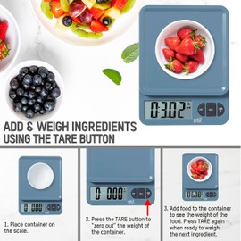 Eat Smart Eat Smart 11lb Food Kitchen Plastic Blue Scale with Tare, Blue