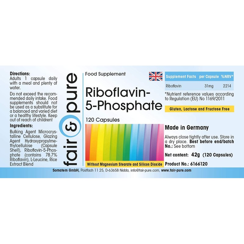 Riboflavin-5 Phosphate, Vegan, 120 Capsules, Active Vitamin B2