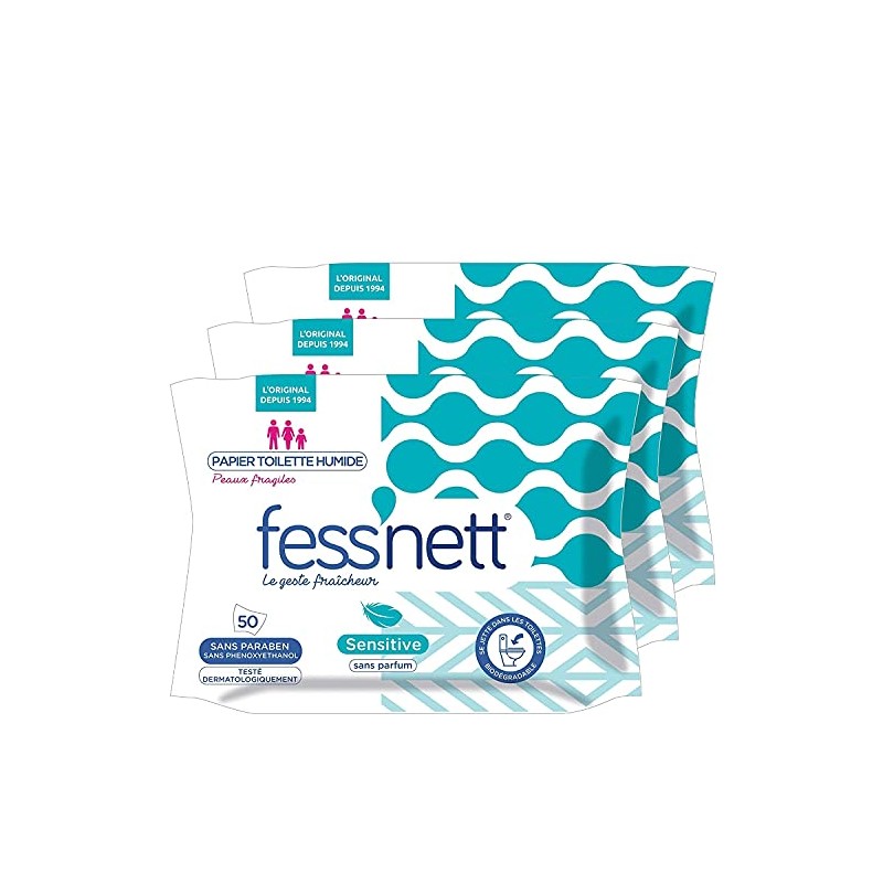 Fess’Nett Pack of 3 Wet Toilet Wipes