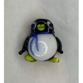 Festive Treasures Mini Glass PENGUIN w BLUE SCARF Tiny Collectible Figurine -New