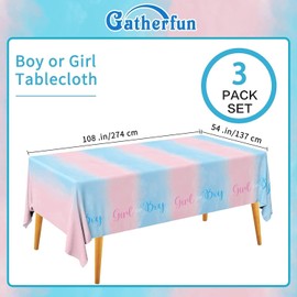 YYBD 3Pcs Gender Reveal Tablecloths 54 x 108 Inch Boy or Girl Tablecover Plastic Disposable Rectangle Table Cover Pink and Blue Table Cloth for Boy Girl Baby Shower Gender Reveal Party Supplies Decor
