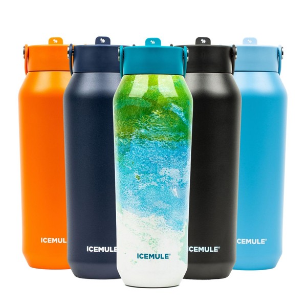 IceMule 32 Oz Sports Bottle with Chug Straw - Stainless