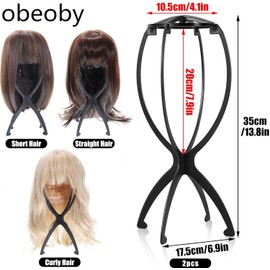 obeoby Soporte para peluca, soporte portátil para la cabeza, para todas las pelucas, peluca de viaje, estilista regalos para mujeres (color negro (paquete de 2)