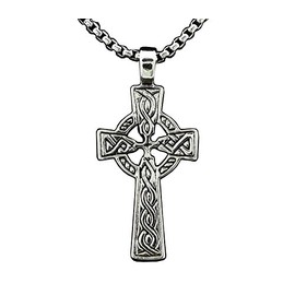 vogueteen Men Irish CELTIC CROSS Ireland Pendant Necklace Titanium Stainless Steel Jewelry