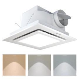 Bathroom Exhaust Fan with Light, 141 CFM Vent Fans, 3CCT LED Light, 1.0 Sones Ultra Quiet, 12x12 Inch Panel Fit 9.8x9.8 Inch Ceiling Opening