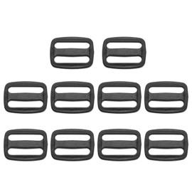 PATIKIL 38mm Tri-Glide Slide Buckles, 10 Pack Plastic Webbing Strap Fastener for Backpack Bag Belt, Black