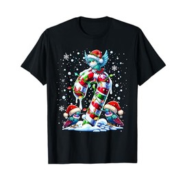 Three Santa Hummingbirds On Candy Cane Christmas Kids T-Shirt