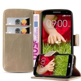 cadorabo Book Case works with LG G2 MINI in CAPPUCCINO BROWN - with Magnetic Closure, Stand Function and Card Slot - Wallet Etui Cover Pouch PU Leather Flip